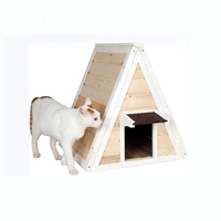 Yeni tasarım üçgen katı ahşap kedi evi tavşan evi kaçış kapı ahşap evcil hayvan kafesi