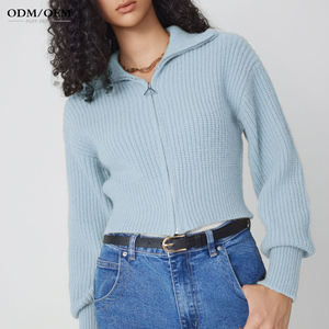 Pull cardigan en polaire pour femme, 100% cachemire pur, hiver, respirant, vintage, chaud, col rabattu, fermeture éclair, tricot épais - Product Image 6