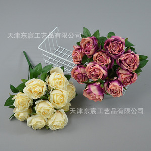 Bouquet de roses artificielles Dongchen Crafts, 10 têtes, fleurs en soie rose pour mariage et décoration intérieure, diamètre 7 cm - Product Image 4