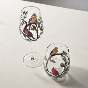 Verres à vin sans pied personnalisés avec logo coloré, <span class=keywords><strong>dessin</strong></span>és à la main, directement de l'usine, ensemble de verrerie créative pour fête - Product Image 4