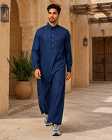 CCY Thobe islamique pour homme, Dishdasha Jubba, Robe arabe à manches longues, Robe de prière musulmane moderne et décontractée, Respirante, Style Moyen-Orient