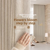 Rideau occultant en tissu crème, style floral naturel, avec nouveau jacquard gaufré français et chenille double face, pour chambre et salon