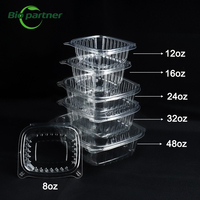 Boîte à pizza et à salade pliable en PET transparent, écologique, jetable, personnalisée, avec charnière, pour emporter