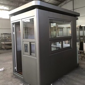 Modern Rectangular Guard House Sentry <b>Box</b> Container House with Glass Doors and Wooden Panels Outdoor Use - Product Image 3