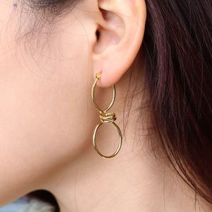 Chris April เงินเกาหลีเครื่องประดับต่างหูบิดเกลียวขนาดใหญ่ชุบทอง18K - Product Image 3