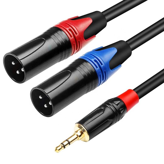 Xput 3.5MM TRS Stereo Male to Dual XLR Male Y Splitter Audio Cable High Fidelity Stereo Sound Transmission Cord for Speaker