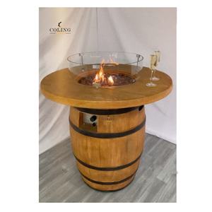 Mesa de pozo de fuego de Gas de barril de vino rústico de alta calidad Patio exterior Barra de fuego de Gas de piedra con control remoto directo de fábrica - Product Image 1