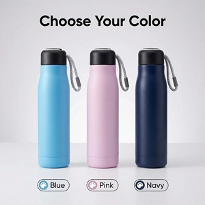 Bouteille d'eau en acier inoxydable écologique, non toxique, résistante à la transpiration, durable, à large ouverture, portable, pour le bureau, avec corde - Product Image 6