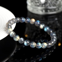 Bracelet de perles en pierre de lune naturelle, perles de labradorite couleur pure gris clair effet lune