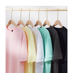 T-shirt oversize uni à manches courtes et épaules tombantes, 65% coton, 35% polyester, 220 GSM, poids lourd, pour hommes et femmes - Product Image 6