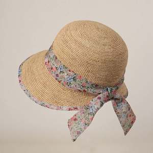 Nouvel Arrivage Chapeau de Soleil en Paille de Raphia de Haute Qualité pour l'Été, la Plage, les Voyages en Bord de Mer, Chapeau Souple avec Ruban Floral - Product Image 6