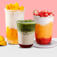 Logo personnalisé 16oz 24oz clair/gel U forme bulle thé gobelets en plastique dessert café dur pp gobelets en plastique avec couvercles