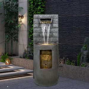 Fuente de Agua Moderna para Jardín de 39 Pulgadas, de Fibra de Vidrio, con Luces LED, Impermeable, para Patio y Jardín - Product Image 2