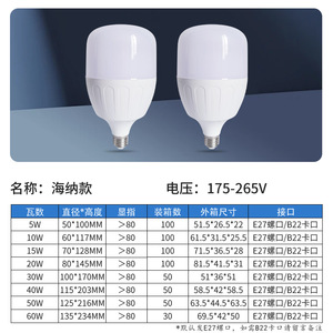 หลอดไฟ LED ขั้ว E27 ตัวเรือนพลาสติก AC 220V ประหยัดพลังงาน - Product Image 5