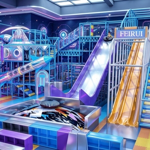 Aire de jeux intérieure commerciale avec toboggan géant, équipement de jeu souple pour enfants, solution complète OEM ODM pour FEC - Product Image 2