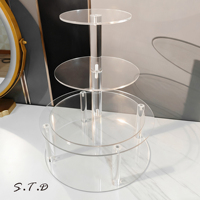 Fournitures de mariage en gros, support de présentation de gâteau rotatif multi-niveaux rond/carré en acrylique transparent transfrontalier