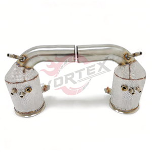 Vortex 304 - Colectores de escape de acero inoxidable pulido a espejo con catalizador para Porsche 911 992 3.0T OPF, escape de alto rendimiento - Product Image 4
