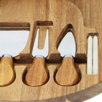 Plateau à fromage pliable en bois avec couteau, plateau de service rotatif pour charcuterie, plateau pour fromage, viande, vin - Décoration d'intérieur