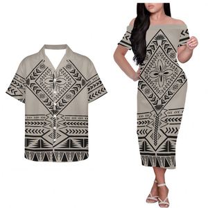 Pacific Islander Dress Polynesian Tribal Samoan Green Tapa Pattern Print Custom Samoan <span class=keywords><strong>Sei</strong></span> eleganti abiti Casual aderenti - Product Image 2