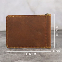 Portefeuille en cuir véritable Crazy Horse, fin et minimaliste, multi-cartes, pour usage quotidien, en promotion