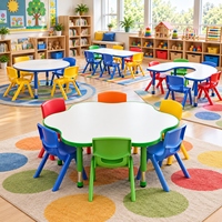 Ensemble table et chaises en plastique coloré pour la maternelle, la garderie, les tout-petits, les enfants, les activités créatives, l'apprentissage, les meubles