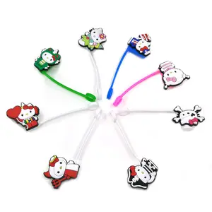 K318 New Anime Cartoon Straw Covers Straw Toppers Charms Silicone Dust Plug Cute For Party Suppliers Decoration