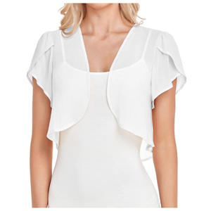 Un boléro court et mignon pour femme, en mousseline de soie, uni, à manches croisées, fin, pour les fêtes et le quotidien - Product Image 1