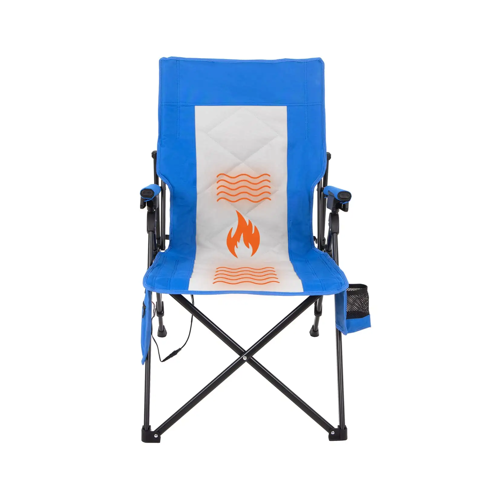 Chaise de camping chauffante NPOT, chaise de camping pliante à bras dur à 3 positions inclinables, chaise de sport chauffante USB sur le siège et le dossier