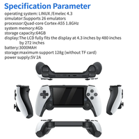 Console de jeu portable M25 avec écran IPS de 4,3 pouces, lecteur de jeux vidéo classiques 3D portable, système EmuELEC 64 Go, jeux classiques 3D