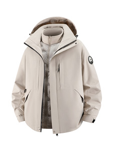 Ensemble deux pièces trois-en-un pour homme, en laine et soie blanches, respirant, pour l'extérieur, nouvelle collection automne-hiver 2025, fermeture éclair sans couture - Product Image 6
