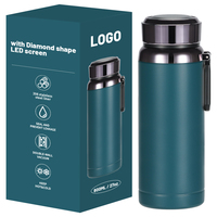 Gourde isotherme Olerd en acier inoxydable 304 avec couvercle à affichage LED de la température et corde, idéale pour les cadeaux d'affaires