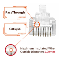 Conectores de Cable de Red UTP RJ45 Cat6 UTP 8P8C Ethernet de 8 Pines, Conector Modular RJ45 Cat 6 de Pasante