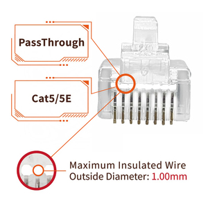 Connettori <span class=keywords><strong>Ethernet</strong></span> RJ45 Cat6 UTP 8P8C, Presa a 8 Pin per Cavo di Rete, Plug Modulare RJ45 Pass-Through Cat 6 - Product Image 4