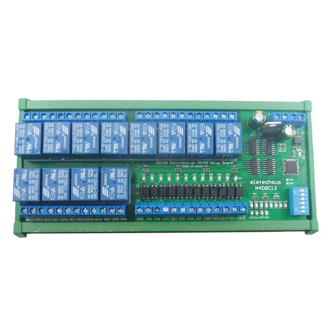 N4D8C12 Isolated 12 in 12 out RS485 relay Modbus RTU protocol DIN35 track housing PLC