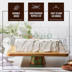 Elegante supporto <span class=keywords><strong>per</strong></span> torta <span class=keywords><strong>in</strong></span> <span class=keywords><strong>legno</strong></span> di Acacia con coperchio a cupola <span class=keywords><strong>in</strong></span> acrilico espositore rettangolare 2-<span class=keywords><strong>in</strong></span>-1 da tavolo da Dessert realizzato <span class=keywords><strong>in</strong></span> <span class=keywords><strong>legno</strong></span> - Product Image 2
