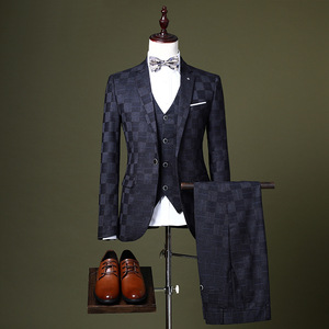 <span class=keywords><strong>Costume</strong></span> trois pièces de bonne qualité pour hommes, vêtement d'affaires à <span class=keywords><strong>carreaux</strong></span>, coupe Slim, confortable, respirant, nouvelle collection 2020 - Product Image 1