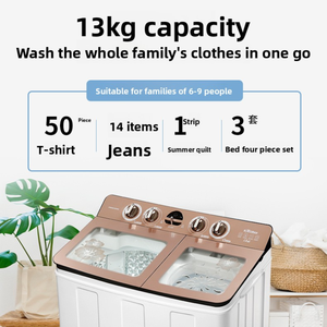 غسالة ملابس نصف أوتوماتيكية ذات تحكم ميكانيكي ونظام نبضي، سعة كبيرة للاستخدام المنزلي بحوضين - Product Image 6
