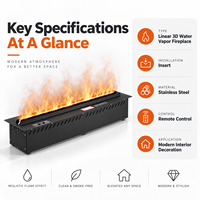 Cheminée à vapeur d'eau 3D atomisée, cheminée linéaire à LED moderne avec télécommande, insert d'intérieur en acier inoxydable, flamme réaliste