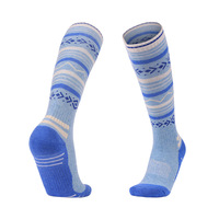 Chaussettes de ski et de snowboard en laine mérinos, chaussettes de compression, chaussettes thermiques en tissu éponge pour l'hiver, chaussettes de sport à hauteur de genou, design personnalisé