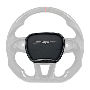 Ante de cuero personalizado para <span class=keywords><strong>Dodge</strong></span> Charger 15-21 <span class=keywords><strong>volante</strong></span> cromado cubierta de cuerno 6ET051VXAA 1ZY191X9AG 5QX40XDVAA SRT Trim - Product Image 2