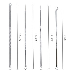 Kit d'outils de beauté pour le visage en acier inoxydable à double extrémité pour l'élimination des points noirs, 4 pièces, en boîte - Product Image 4