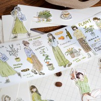 Autocollants décoratifs adhésifs en PET style coréen pour journal artistique DIY, 4 modèles, cadeau et artisanat