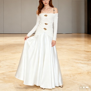 Vestidos de Moda para Mujer, Nueva Colección, Sin Tirantes, Hombros Descubiertos, Manga Larga, Cintura Ajustada - Product Image 2