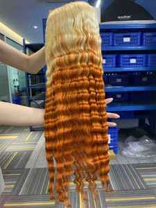 Parrucca Frontale Ondulata 13x4 13x6 Stile Deep Wave 22 Pollici, <span class=keywords><strong>Capelli</strong></span> Umani Brasiliani Arancione Zenzero - Product Image 2