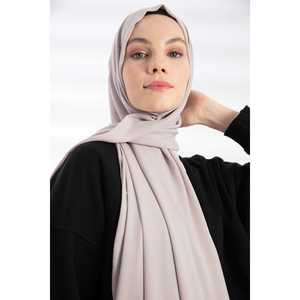 Sand Beige Crepe Shawl Heavy Chiffon Glitter Pattern Ethereal Plain Jersey Digi-Printed <b>Silk</b> <b>Hijab</b> Custom Logo for Ethnic Styles - Product Image 1