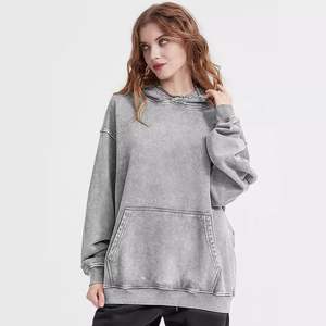 2025 primavera nueva moda de calle alta Mujer de gran tamaño Anti-Pilling lavado Vintage Sudadera con capucha para exportación - Product Image 4