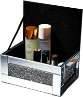 Boîte à bijoux miroir en verre avec décor de diamant écrasé Organisateur de bibelots Coffre au trésor pour bagues Boucles d'oreilles Collier