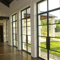 Puertas Francesas Abatibles Dobles de Aluminio y Vidrio de Diseño Moderno con Rejillas Impermeables para Uso Exterior en Supermercados y Escuelas