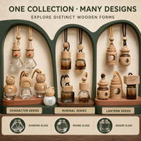 Diffuseur de parfum personnalisé pour voiture, armoire et bureau, en forme de tête de poupée en bois, avec bouteille en verre et cordon tressé, OEM ODM