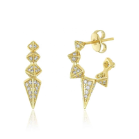 LOZRUNVE Boucles d'oreilles créoles punk à clous en cuivre plaqué or 18k 14k de haute qualité avec zircon cubique pavé